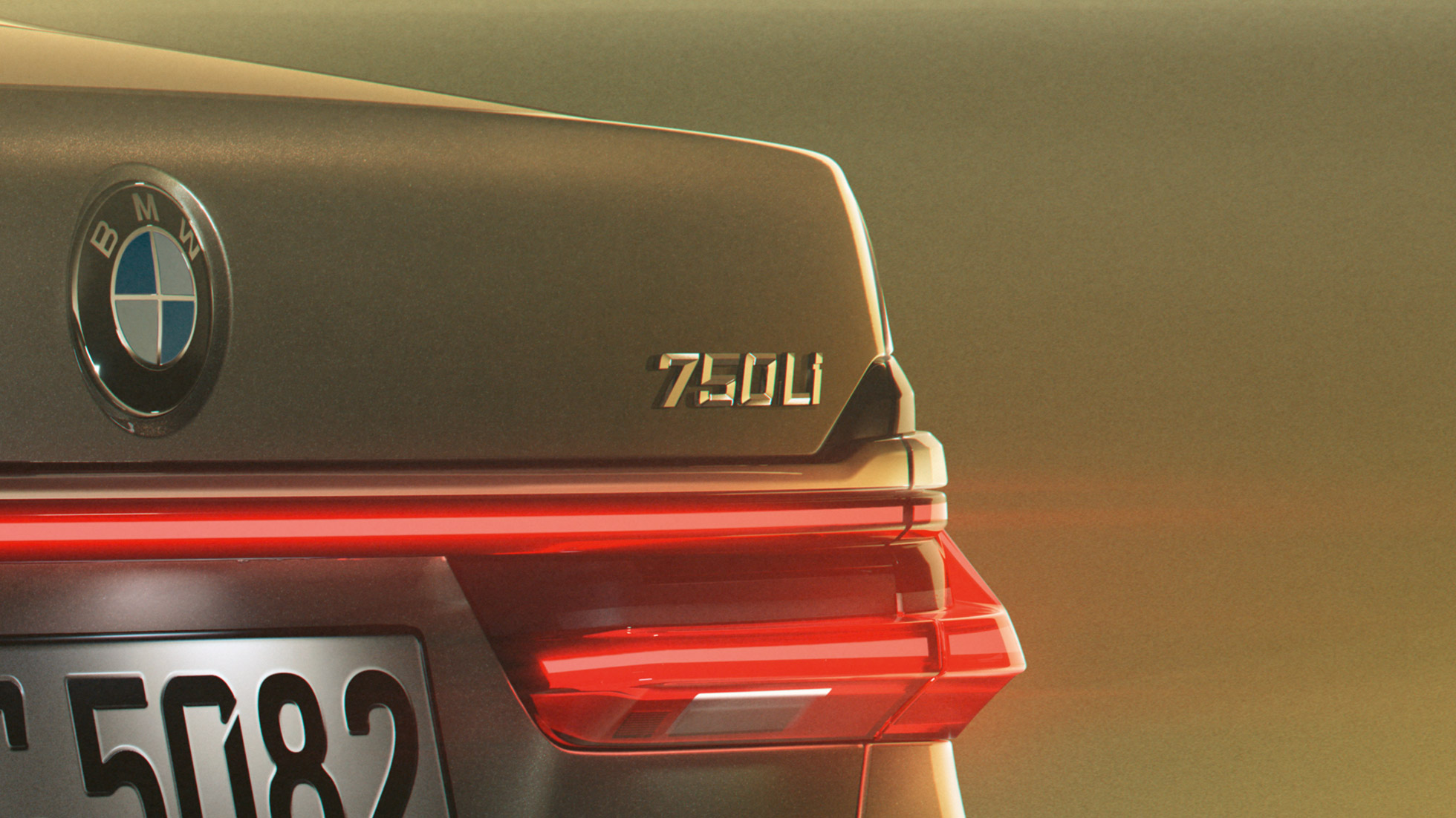 תווית 750Li של BMW סידרה 7 BMW סידרה 7: תקריב על תווית 750Li בחלק האחורי