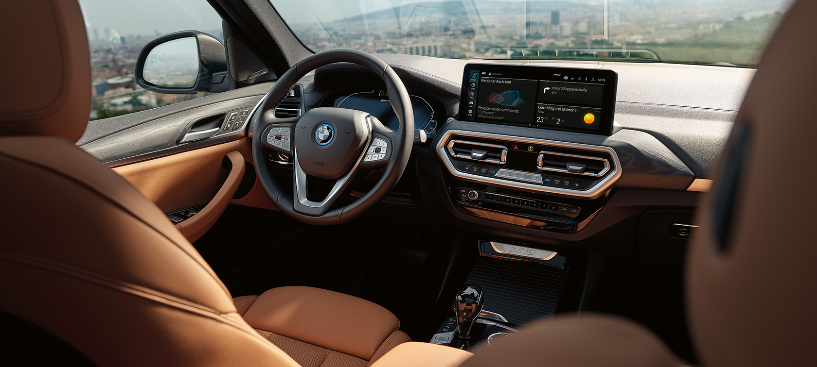 BMW X3 עיצוב נקודות עיקריות ריפוד Sensatec Cognac 2021 BMW X3 עיצוב נקודות עיקריות ריפוד Sensatec Cognac 2021
