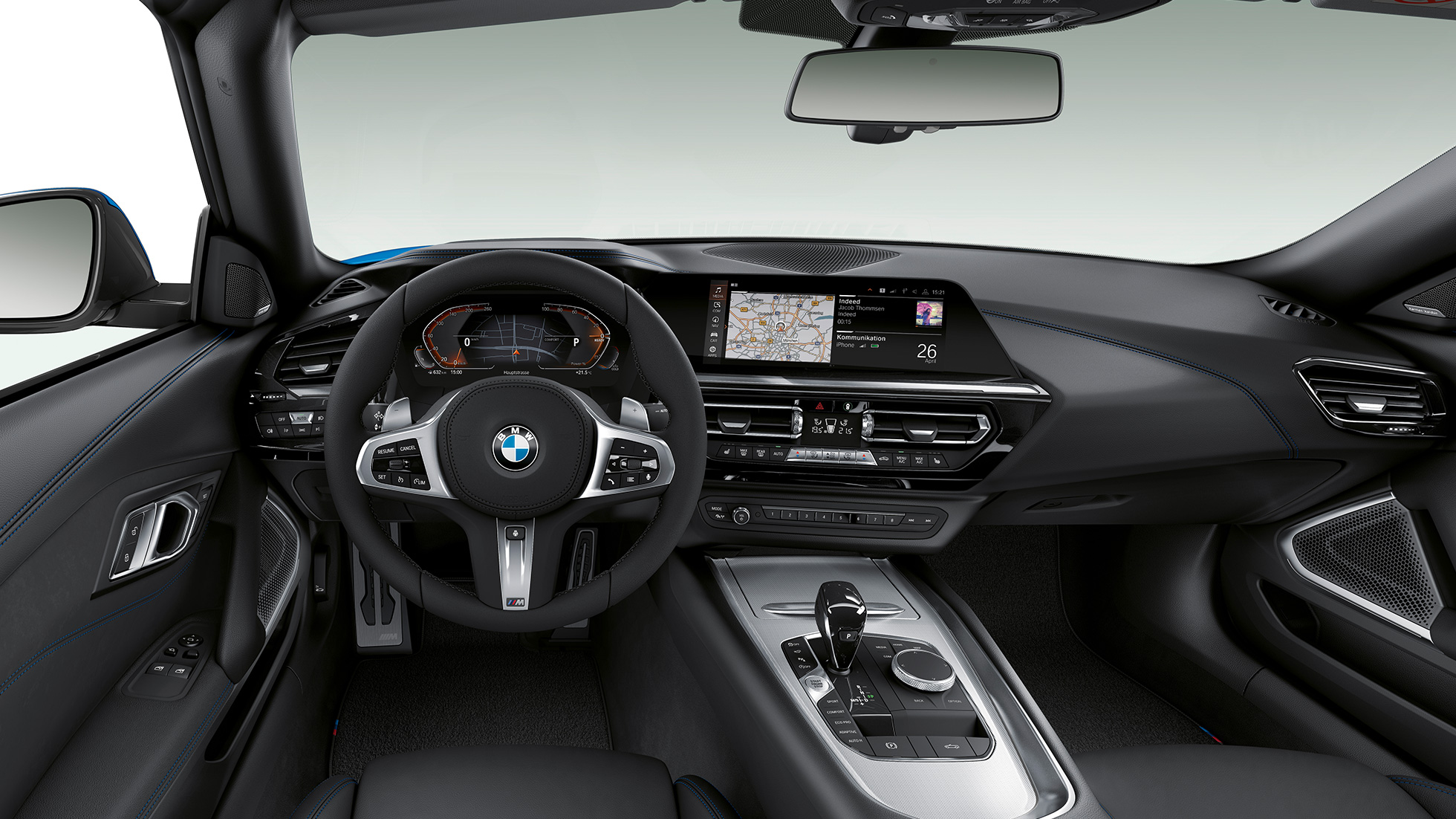 BMW Z4 רודסטר עם חבילת M Sport גלגל ההגה וסביבת הנהג שלBMW Z4 רודסטר עם חבילת M Sport