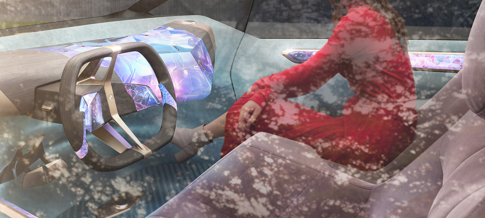 BMW i Vision Circular 2021 עיצוב פנימי BMW i Vision Circular 2021 חזון רכב עיצוב פנימי